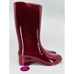 Jeffrey Campbell Women's Showers Tall Glossy Red Cap Toe Rain Boots Size 8
